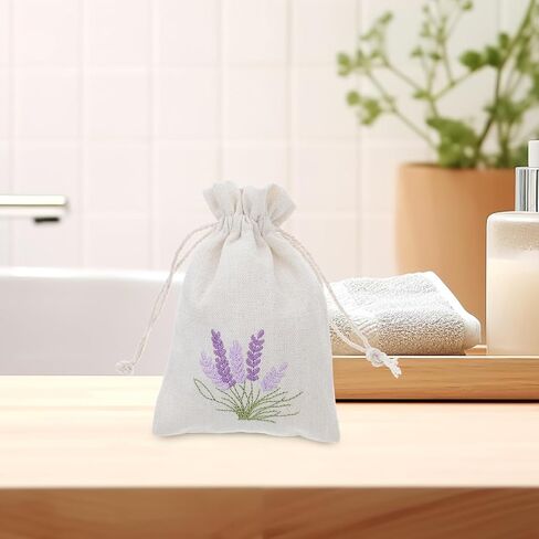 أكياس Amosfun Lavender Sachet: 10 قطع من أكياس القطن برباط، أكياس عطر فارغة، أكياس برباط، حقيبة مجوهرات صغيرة، حقيبة هدايا لحفلات الزفاف لبراعم الخزامى in Kuwait