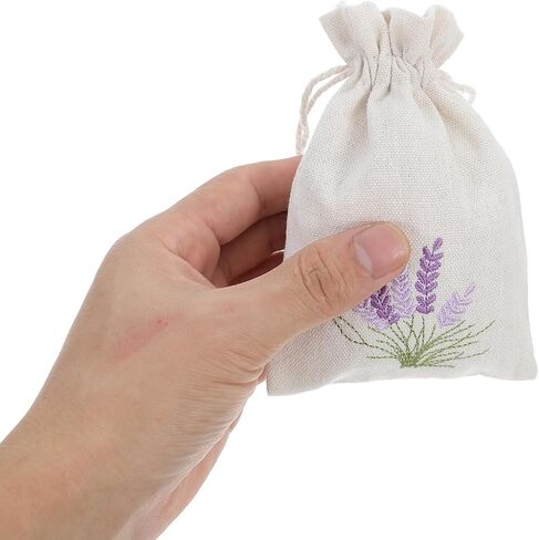 أكياس Amosfun Lavender Sachet: 10 قطع من أكياس القطن برباط، أكياس عطر فارغة، أكياس برباط، حقيبة مجوهرات صغيرة، حقيبة هدايا لحفلات الزفاف لبراعم الخزامى in Kuwait