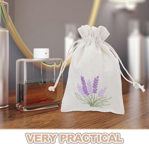 أكياس Amosfun Lavender Sachet: 10 قطع من أكياس القطن برباط، أكياس عطر فارغة، أكياس برباط، حقيبة مجوهرات صغيرة، حقيبة هدايا لحفلات الزفاف لبراعم الخزامى in Kuwait