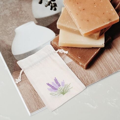 أكياس Amosfun Lavender Sachet: 10 قطع من أكياس القطن برباط، أكياس عطر فارغة، أكياس برباط، حقيبة مجوهرات صغيرة، حقيبة هدايا لحفلات الزفاف لبراعم الخزامى in Kuwait