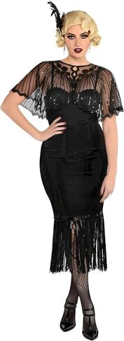 Black Flapper Sequin Midi Skirt (One Size Fit For Women) - 1 Pc. - Glamorous Design, Perfect For Parties, Night Outs & Vintage Events in Kuwait