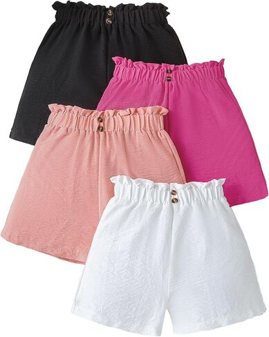 Girls Shorts 4 Pack Summer Shorts for Girls 4-12 Years Casual Multi-Color Toddler Kids Teen Clothes in Kuwait