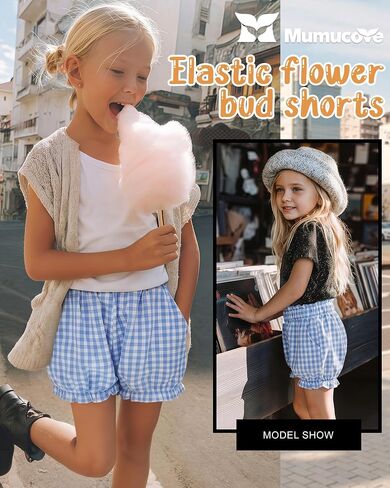 Girls Bloomers Gingham Toddler Shorts Ruffle Cotton Kids Bloomers Shorts Cute Loose Plaid Pumpkin Pants with Pockets in Kuwait