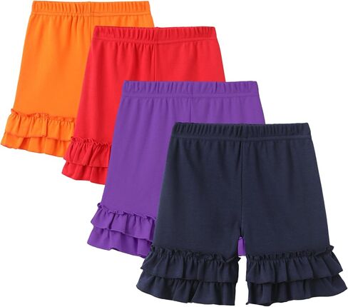 Girls' Cotton Biker Shorts with Ruffle Hem - Solid Color Toddler & Kids Bike Shorts for Ages 3-8 in Saudi Arabia