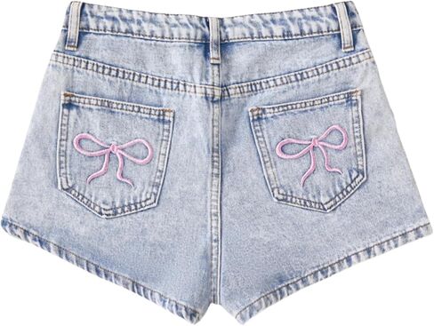 Girls Jean Shorts Baggy Cute Y2K High Waist Straight Leg Denim Shorts for Teen Girls 12-16Y in Kuwait