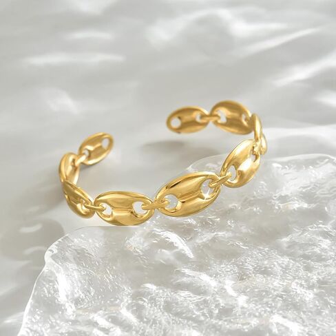 Gold Cuff Bracelets for Women 18K Gold Plated Dainty Open Cuff Bangle Bracelets Minimalist Adjustable Wrist Cuff Bracelet in Saudi Arabia