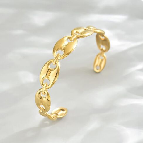 Gold Cuff Bracelets for Women 18K Gold Plated Dainty Open Cuff Bangle Bracelets Minimalist Adjustable Wrist Cuff Bracelet in Saudi Arabia
