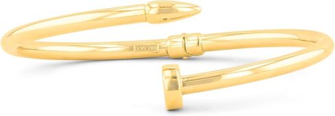 Floreo 14k Yellow Gold 4mm Solid Shiny High Polish Bypass Nail Cuff Bangle Bracelet 7 Inch in Kuwait