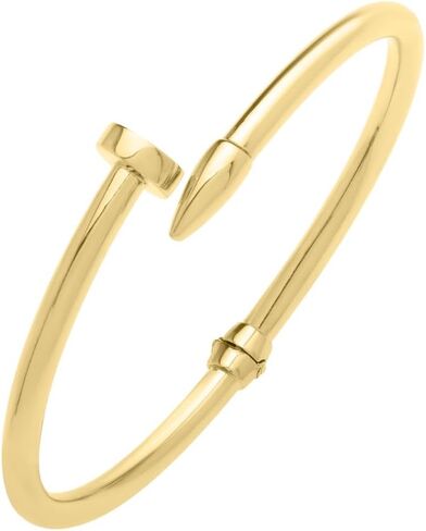 Floreo 14k Yellow Gold 4mm Solid Shiny High Polish Bypass Nail Cuff Bangle Bracelet 7 Inch in Kuwait
