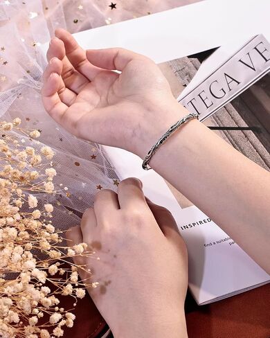Vintage 925 Sterling Silver Plated Cuff Bracelet Bangle, Adjustable Silver Bangle Silver Jewelry for Women in Saudi Arabia