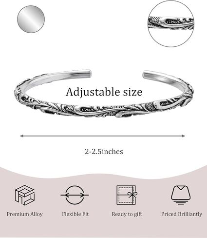 Vintage 925 Sterling Silver Plated Cuff Bracelet Bangle, Adjustable Silver Bangle Silver Jewelry for Women in Saudi Arabia