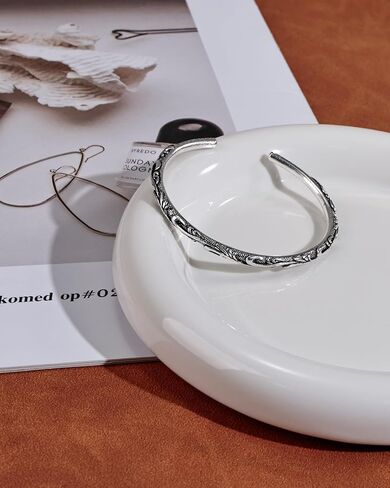 Vintage 925 Sterling Silver Plated Cuff Bracelet Bangle, Adjustable Silver Bangle Silver Jewelry for Women in Saudi Arabia