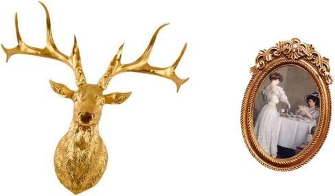 تمثال رأس غزال Fenteer لتزيين الحائط إطار صورة من الراتنج زخرفة عتيقة إطار صورة ديكور مصنوع يدويًا مناسب لغرفة المعيشة وغرفة النوم والدراسة D in Kuwait