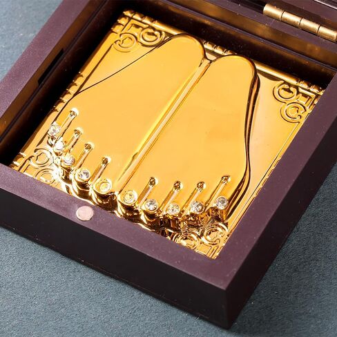 SATVIK - Small - Gold Plated Shree Lakshmi Ganesh Idol with Charan Paduka Photo Frame for Home Decor, Desk Display & Prayer Space | Gift for Housewarming, Diwali, Weddings & Special Occasions in Kuwait
