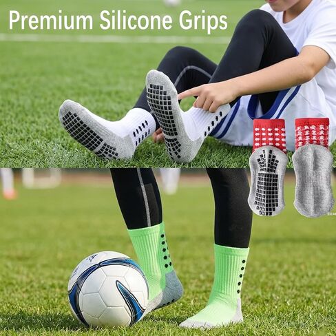 Marchare Kids Grip Soccer Socks Athletic Grip Socks Boys Cushioned Non Slip Sock for Baseball Football Basketball in Saudi Arabia