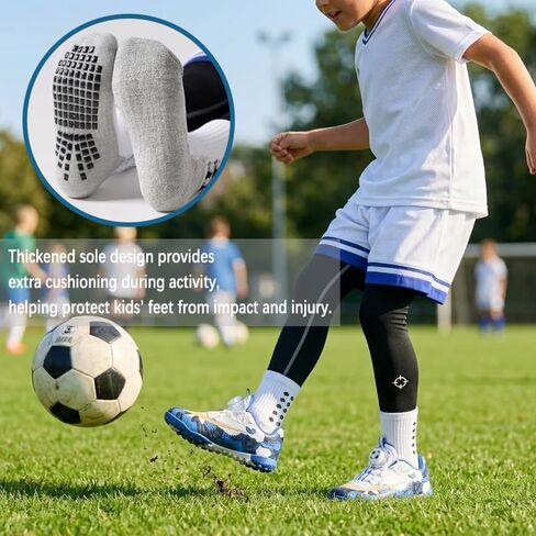Marchare Kids Grip Soccer Socks Athletic Grip Socks Boys Cushioned Non Slip Sock for Baseball Football Basketball in Saudi Arabia