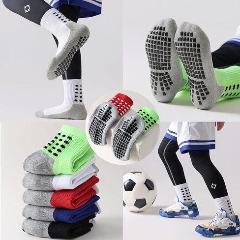 Marchare Kids Grip Soccer Socks Athletic Grip Socks Boys Cushioned Non Slip Sock for Baseball Football Basketball in Saudi Arabia