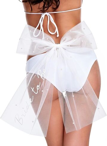 Suncalla Bachelorette Party Bikini Bow White Bride Bathing Suit Accessory for Bridesmaid Shower Engagement Beach Pool Party(Bride to Be) in Kuwait
