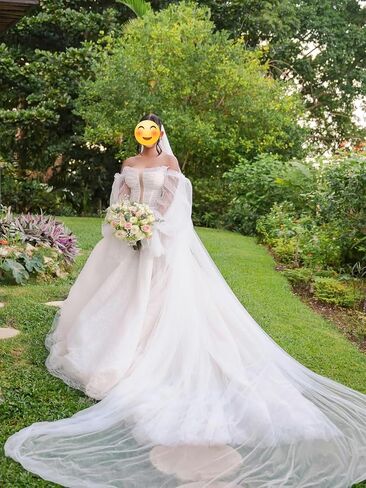 2 Tier Cathedral Length Simple Plain Bridal Veil with Comb for Wedding Brides in Saudi Arabia