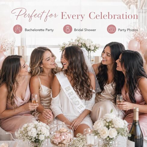 Bride to Be Veil and Sash Set, Pearl Bachelorette Veil with Bow White Satin Bride Sash, Bachelorette Party Decorations Bridal Shower Gift in Saudi Arabia