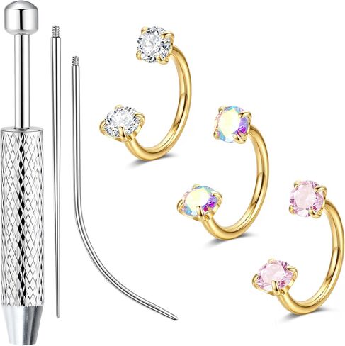 Sanfenly 18g Horseshoe Nose Ring for Women Surgical Steel Nose Rings Hoops Hypoallergenic Nose Piercings Jewelry Septum Rings Hoop Studs Corkscrew Tragus Earrings Helix Cartilage Lip Rings in Saudi Arabia