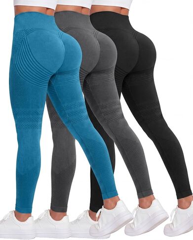 Coume 3 حزمة النساء مكافحة السيلوليت طماق ثلاثية الأبعاد بعقب رفع ضغط يغطي الرجل عالية الخصر البطن التحكم الصالة الرياضية اليوغا السراويل in Kuwait