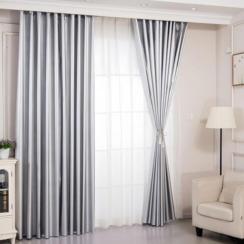 Thick Silver Blackout Curtain Liner, Water Resistant Curtain，Thermal Insulated Window Shade Drapery Panel, Heavy Duty Blackout Fabric Curtain for Bedroom Living Room(Grommet Top Style,L66"хW70") in Saudi Arabia