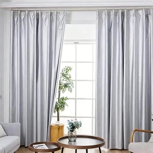 Thick Silver Blackout Curtain Liner, Water Resistant Curtain，Thermal Insulated Window Shade Drapery Panel, Heavy Duty Blackout Fabric Curtain for Bedroom Living Room(C-Ring Top Style,L66"хW86") in Saudi Arabia