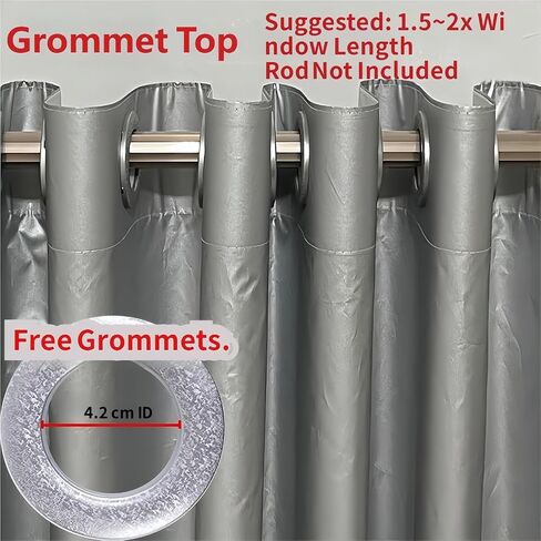 Thick Silver Blackout Curtain Liner, Water Resistant Curtain，Thermal Insulated Window Shade Drapery Panel, Heavy Duty Blackout Fabric Curtain for Bedroom Living Room(Grommet Top Style,L78"хW70") in Saudi Arabia