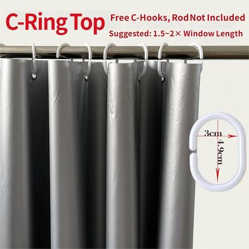 Thick Silver Blackout Curtain Liner, Water Resistant Curtain，Thermal Insulated Window Shade Drapery Panel, Heavy Duty Blackout Fabric Curtain for Bedroom Living Room(C-Ring Top Style,L66"хW98") in Saudi Arabia