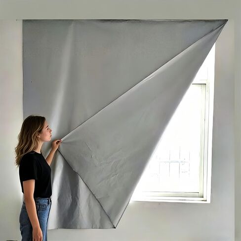 Thick Silver Blackout Curtain Liner, Water Resistant Curtain，Thermal Insulated Window Shade Drapery Panel, Heavy Duty Blackout Fabric Curtain for Bedroom Living Room(Hook+Loop Top Style,L66"хW98") in Saudi Arabia