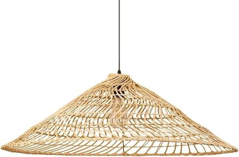 Round Hollow Rattan Irregular Beige Vine Weave Hanging Lamp Southeast Asian Wicker Braided Luminaire Natural for Restaurant Office Bar Coffee Shop in Kuwait