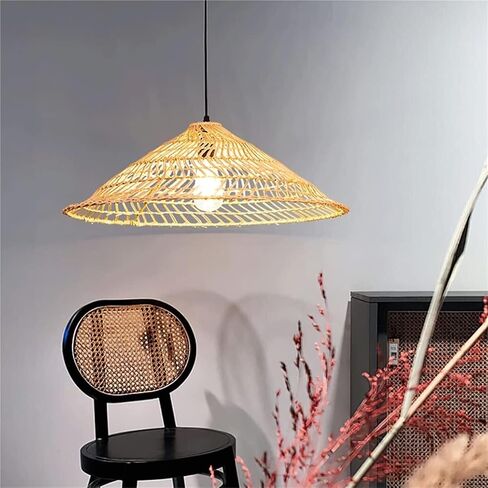 Round Hollow Rattan Irregular Beige Vine Weave Hanging Lamp Southeast Asian Wicker Braided Luminaire Natural for Restaurant Office Bar Coffee Shop in Kuwait
