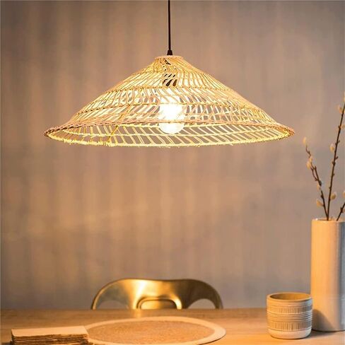 Round Hollow Rattan Irregular Beige Vine Weave Hanging Lamp Southeast Asian Wicker Braided Luminaire Natural for Restaurant Office Bar Coffee Shop in Kuwait