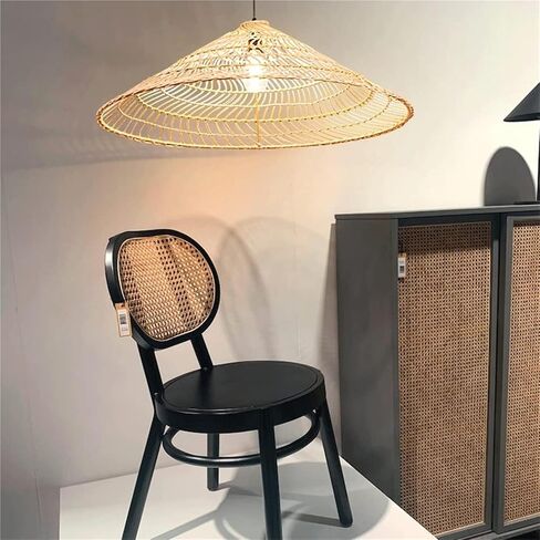 Round Hollow Rattan Irregular Beige Vine Weave Hanging Lamp Southeast Asian Wicker Braided Luminaire Natural for Restaurant Office Bar Coffee Shop in Kuwait