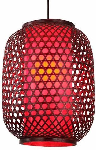Red Antique Lantern Rustic Hanging Lamp Pendant Chandelier Light Ceiling Vintage Adjustable Chinese Country for Restaurant Bar Corridor Teahouse(11.8in*14.9in) in Kuwait