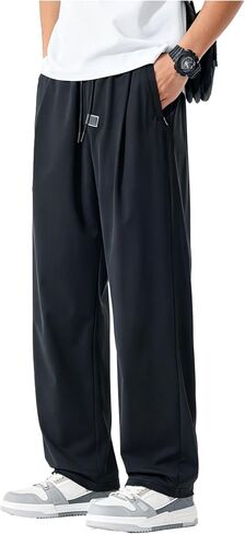Mens Summer Sweatpants Cooling Touch Straight Leg Sweat Pants Lightweight Stretch Athletic Pants with 2 Zip Pockets in Kuwait