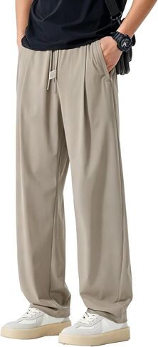 Mens Summer Sweatpants Cooling Touch Straight Leg Sweat Pants Lightweight Stretch Athletic Pants with 2 Zip Pockets in Kuwait
