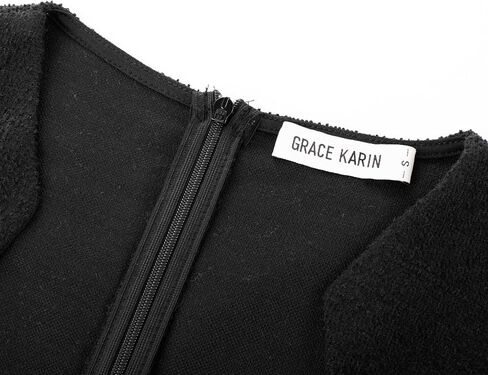 فستان نسائي رائع من GRACE KARIN بأكمام قصيرة من التويد للعمل باللون الأسود S in Kuwait