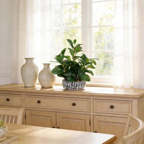 Realistic Artificial Potted Plant, Faux Indoor Greenery for Home Office Living Room Bookshelf Bathroom Decor, Low-Maintenance Space-Saving Fake Plants with Modern Decorative Vase in Saudi Arabia