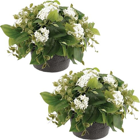 Haute Decor Adjustable Height Artificial White Hydrangea Urn Filler | Pole Extension to Adjust for Height of Pot, For Porch Pots Outside in Saudi Arabia