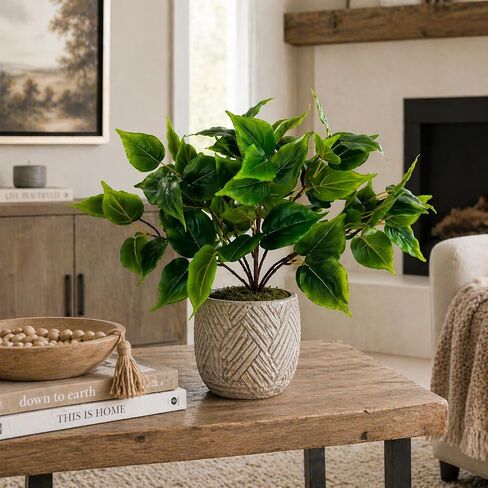 LCG Florals Faux Greenery Stem, Artificial Philodendren Bush 16" – Fake Philodendren Plant for Planters & Indoor Décor, Realistic Greenery Stem for Arrangements, Tabletop, & Home Décor (No Pot) in Kuwait