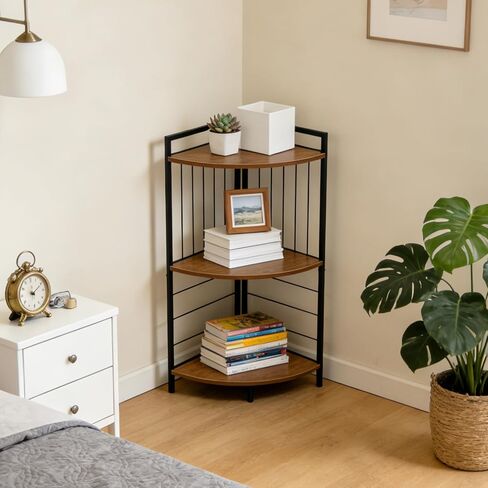 Corner Shelf Stand 27.9" H, 3 Tier Corner Display Shelving Unit with Sturdy Metal Frame Multipurpose Corner Bookshelf for Small Spaces Bathroom, Kitchen, Bedroom, Living Room in Saudi Arabia