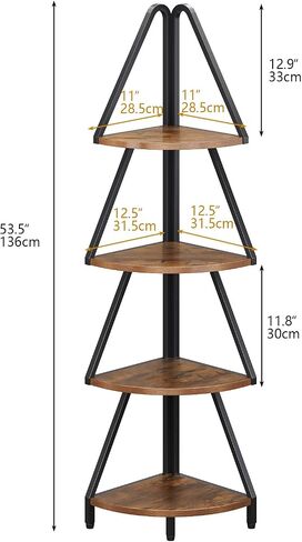 Espelism 4-Tier Corner Shelf Stand, 53.1" Tall Industrial Standing Display Shelf Storage Rack,Narrow Plant Stand,Tree Design Corner Bookshelf for Living Room, Bedroom, Office (Brown, 4-Tier) in Saudi Arabia
