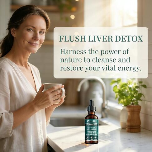 Purelia Liver Restore Drops – with Milk Thistle, Dandelion, Glutathione, Artichoke, Turmeric, & Astragalus | Non-GMO, Gluten Free in Saudi Arabia
