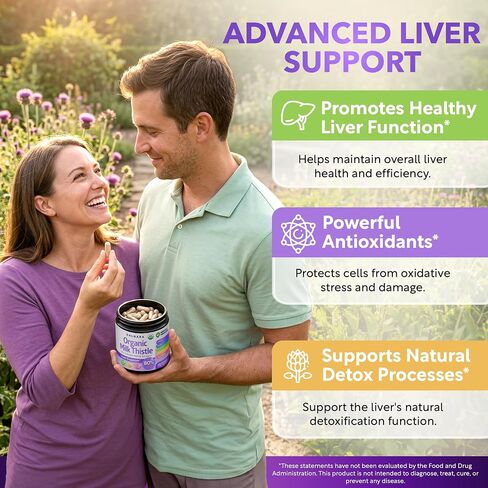 USDA Organic Milk Thistle 35:1 Extract, 80% Silymarin | Milk Thistle Capsules, Silymarin Supplement, Liver Support Supplement, Liver Health, Natural Liver Detox, Non-GMO, Vegan, 120 Vegan Capsules in Saudi Arabia