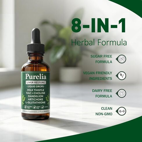 Purelia Liver Restore Drops, with Milk Thistle - 2 Fl Oz (60ml) in Saudi Arabia