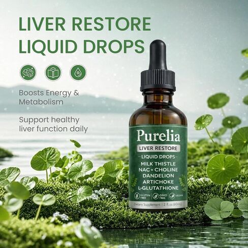 Purelia Liver Restore Drops, with Milk Thistle - 2 Fl Oz (60ml) in Saudi Arabia