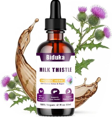 Milk Thistle Liquid Drops with 80% Silymarin, 98% High Absorption Liver Support, Vegan Gluten-Free GMO-Free, Extra Strength, 2Fl Oz in Saudi Arabia