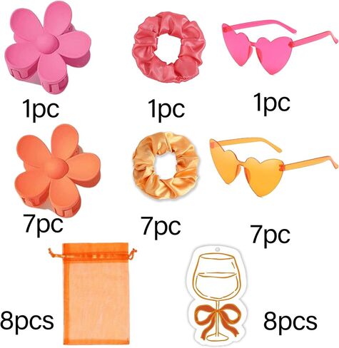 Aperol Spritz Bridal Shower Bachelorette Party Favors Decorations Bridesmaid Proposal Heart Sunglasses, Satin Scrunchies, Hair Clips Gifts for Bridal Shower, Wedding Favors for Women and Girls in Kuwait